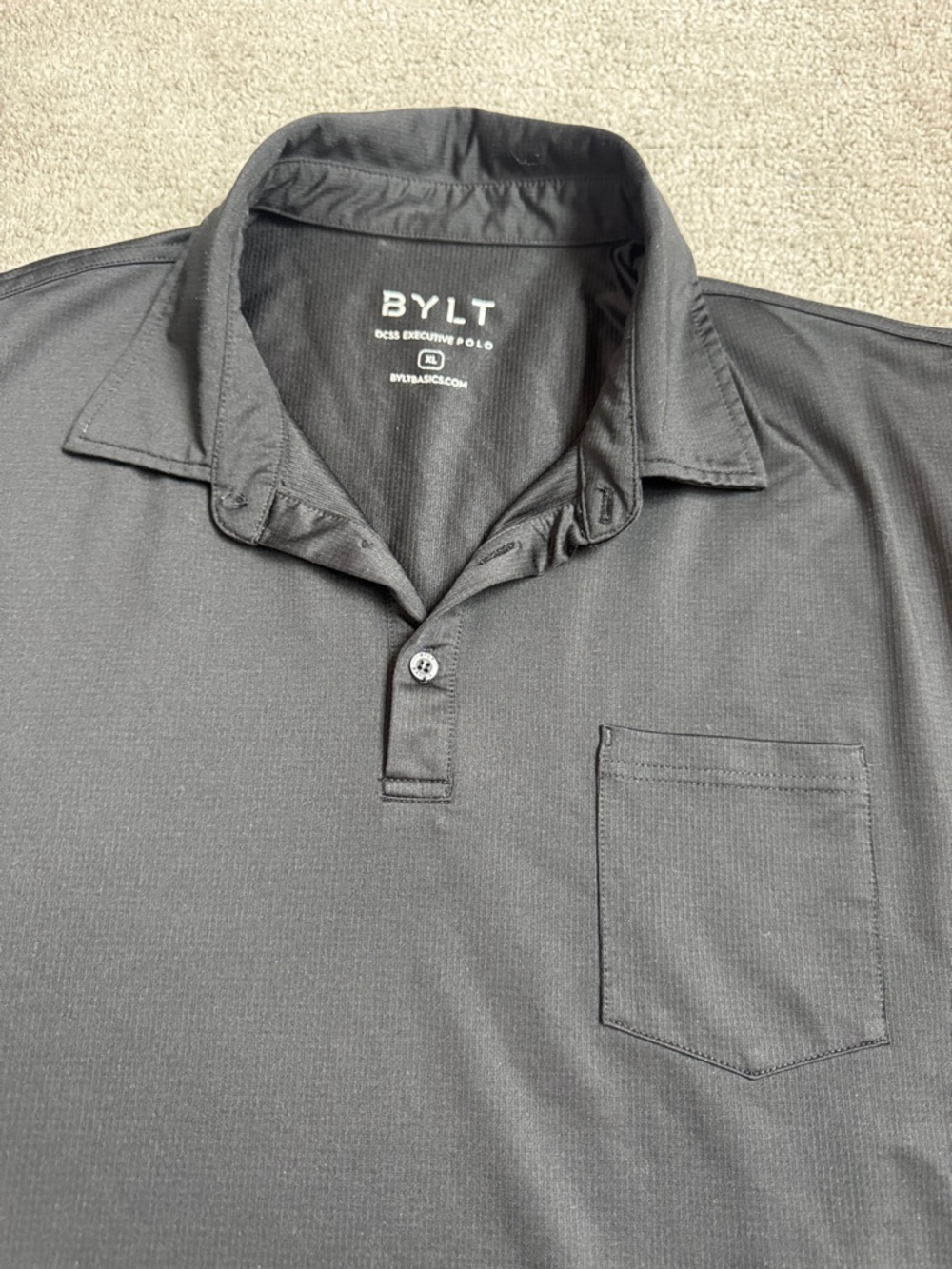 BYLT Basics Men's Black Short-Sleeve Polo Executive Shirt with Pocket - XL - Picture 4 of 4